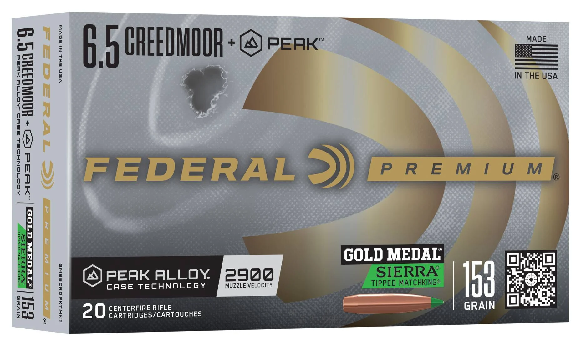 6.5 Creedmoor +Peak Gold Medal Sierra Tipped MatchKing
